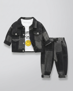Conjunto vaquero bebé y niño de 3 piezas: chaqueta, camiseta y pantalón  ropa infantil , Ideal para primavera y para clima otoñal ,perfecto para los niños en España