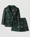Conjunto Elegante de Tweed Verde para Niñas