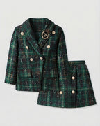 Conjunto Elegante de Tweed Verde para Niñas