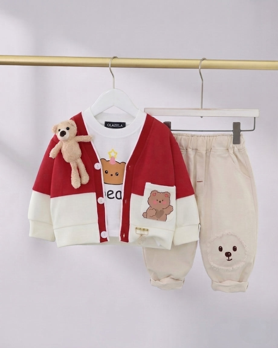 Conjunto Bebé 3 Piezas Osito ,Ropa Bebé Niño y Niña