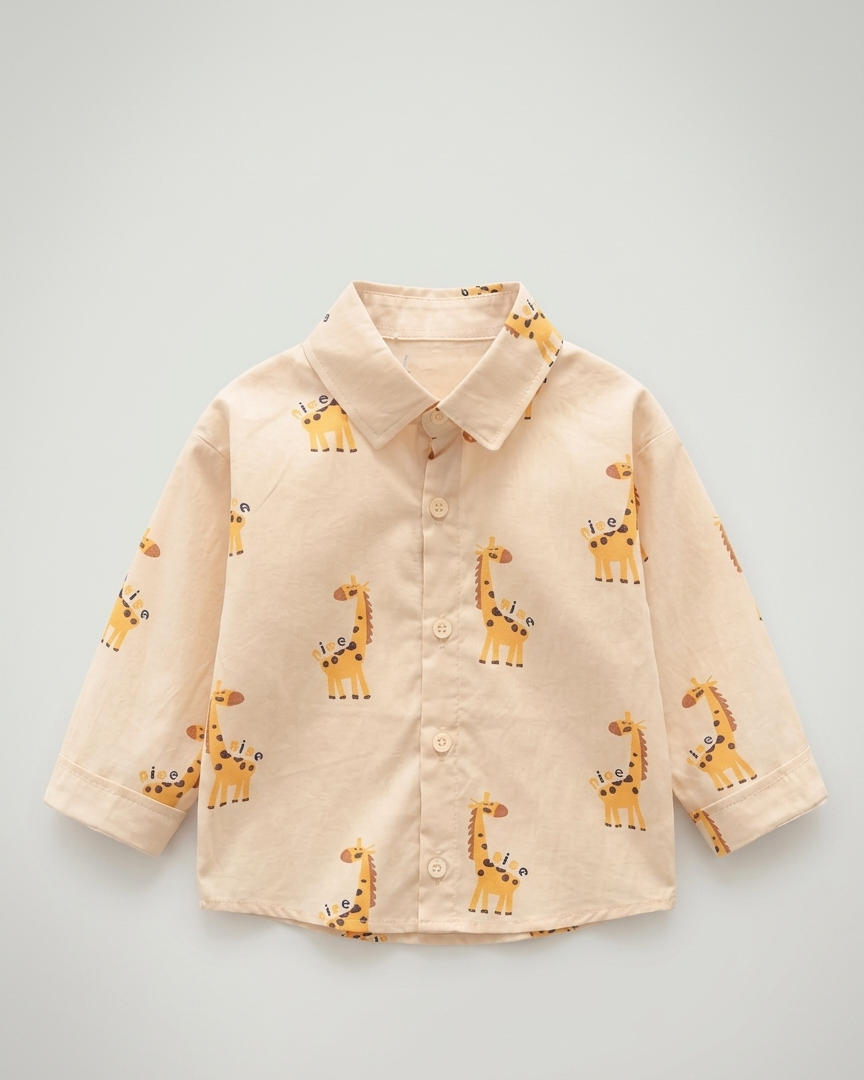 Conjunto bebé 3 piezas de algodón con chaqueta de punto y pantalón jirafa 3D