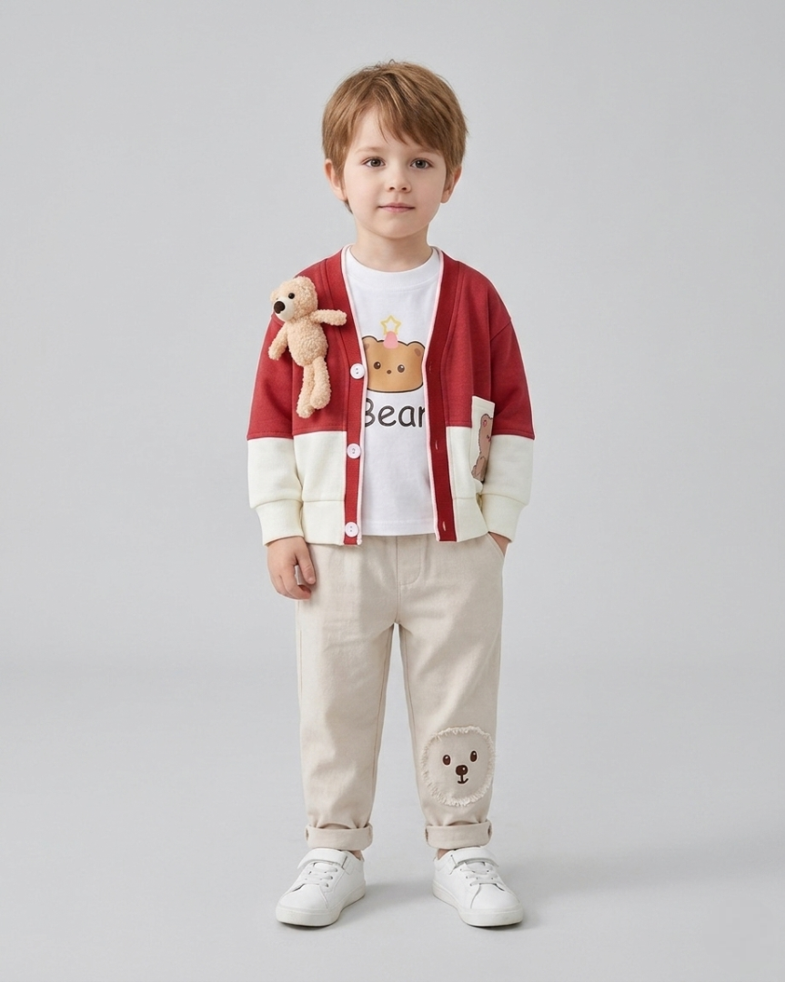 Conjunto bebé 3 piezas ropa infantil con diseño elegante de osito para niño y niña en España