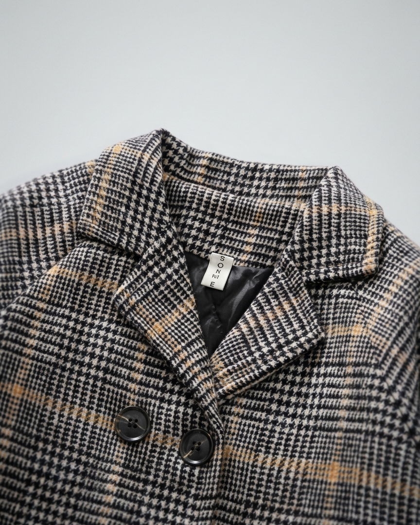 Abrigo de invierno infantil clásico elegante para niño y niña detalle diseño