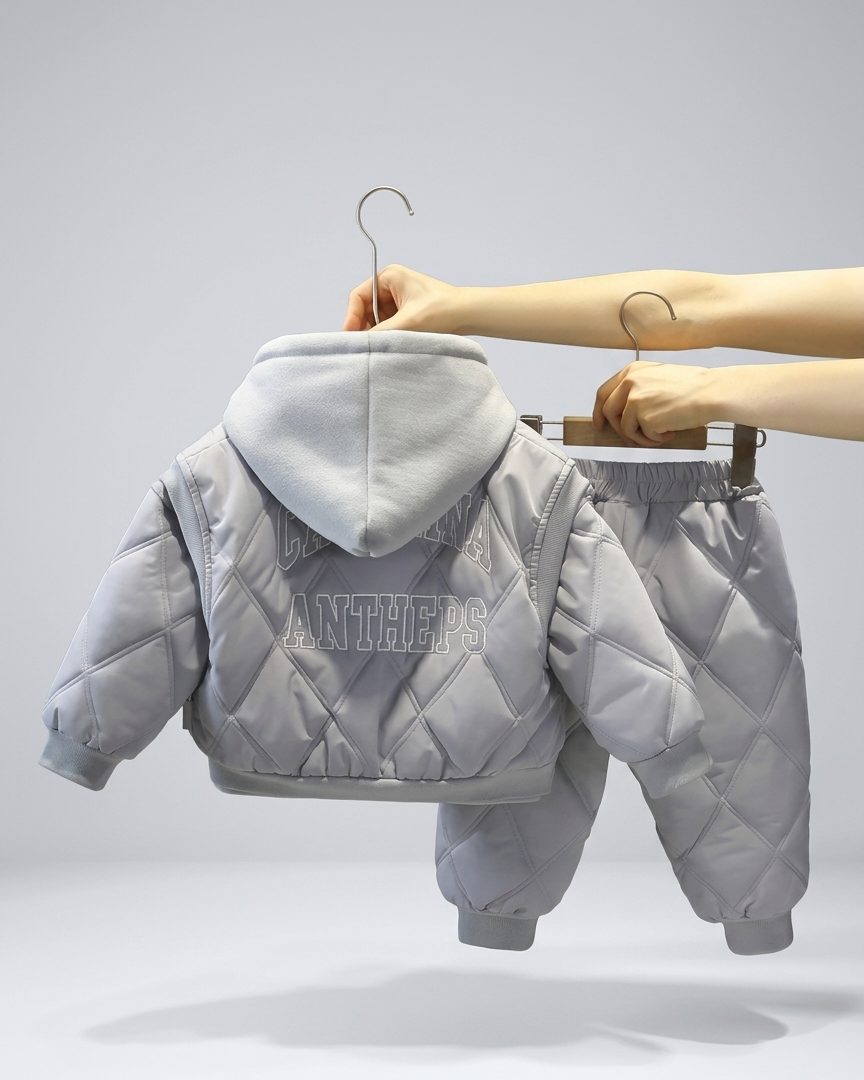 Conjunto de invierno para niño de 3 piezas: sudadera con capucha, chaleco acolchado y pantalón térmico,ropa niño invierno,Ideal para clima otoñal en España