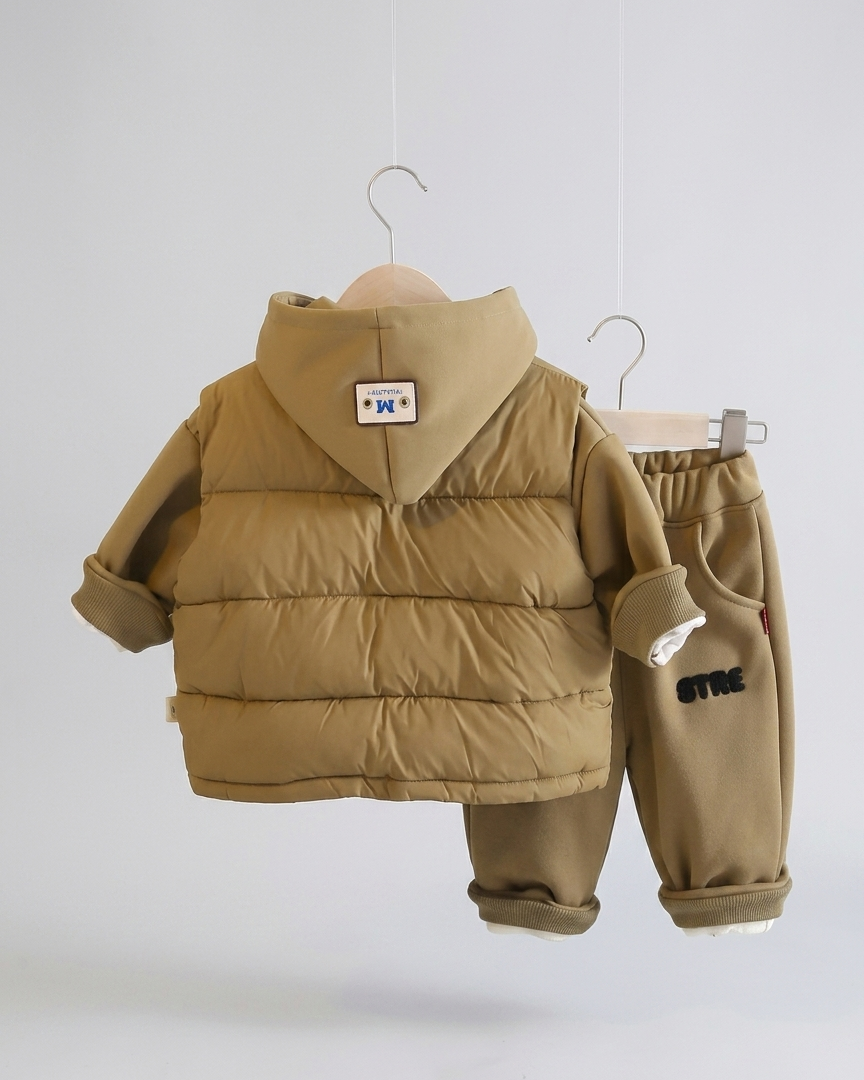 Conjunto de invierno bebé 3 piezas | ropa bebé invierno: sudadera, chaleco acolchado y pantalón con cintura elástica en España