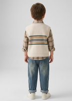 Conjunto bebé niño 3 piezas ropa infantil: camisa cuadros, chaleco lana y pantalón vaquero en España