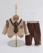 Conjunto Niño Elegante 3 Piezas Chaleco Lana y Camisa