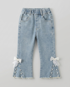 Conjunto niña 2 piezas chaqueta tweed y pantalón vaquero con perlas  en España