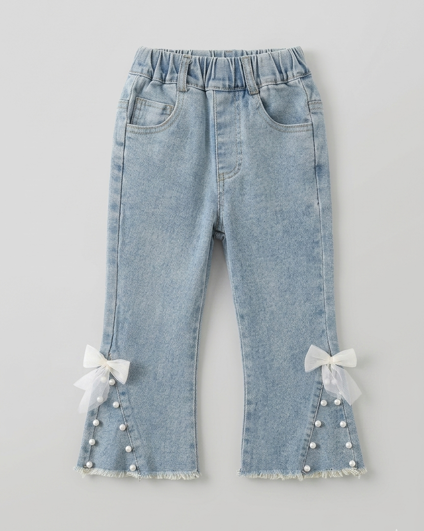Conjunto niña 2 piezas chaqueta tweed y pantalón vaquero con perlas  en España