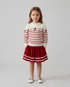 Conjunto niña 2 piezas vestido con suéter tejido y falda plisada elegante invierno en España
