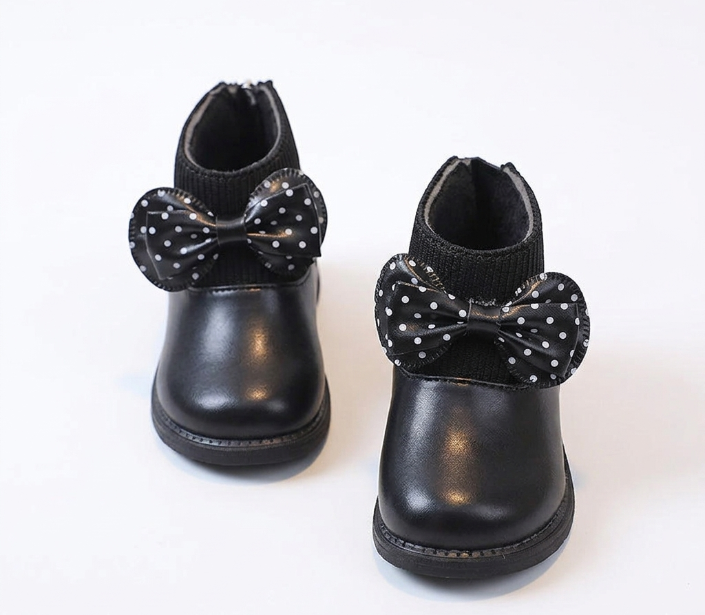 Zapato elegante para niñas con diseño moderno y lazo lateral con lunares en España
