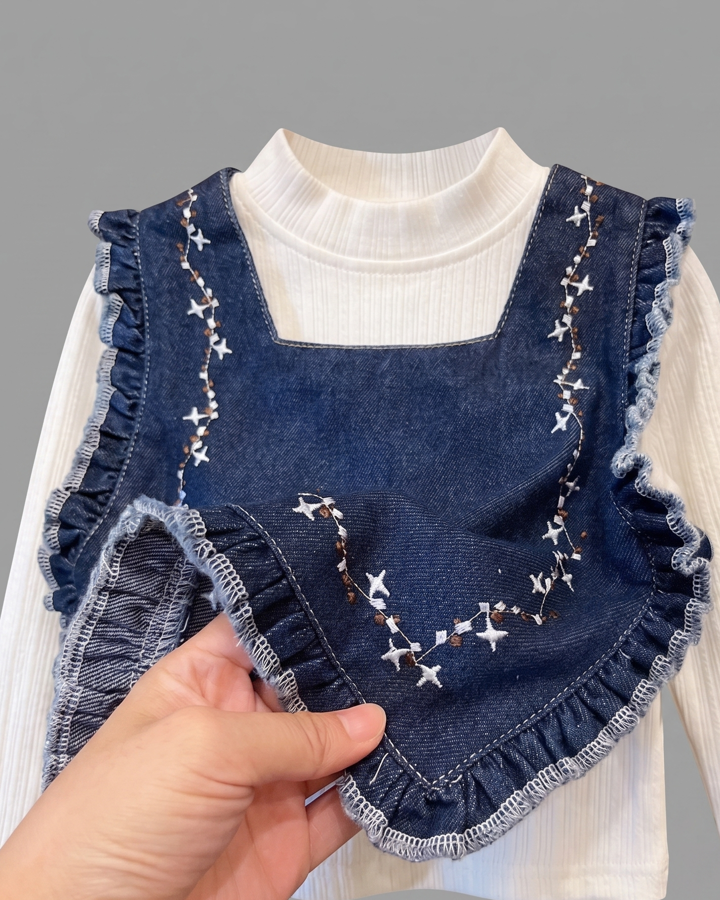 Conjunto niña 3 piezas ropa niña: blusa, chaleco vaquero de mezclilla y pantalón cómodo,Ideal para clima otoñal  en España