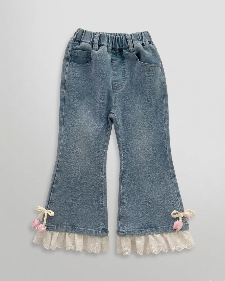 Conjunto niña 3 piezas ropa infantil (blusa, chaleco de punto y pantalón vaquero) para otoño y primavera en España
