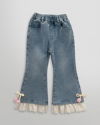 Conjunto niña 3 piezas ropa infantil (blusa, chaleco de punto y pantalón vaquero) para otoño y primavera en España