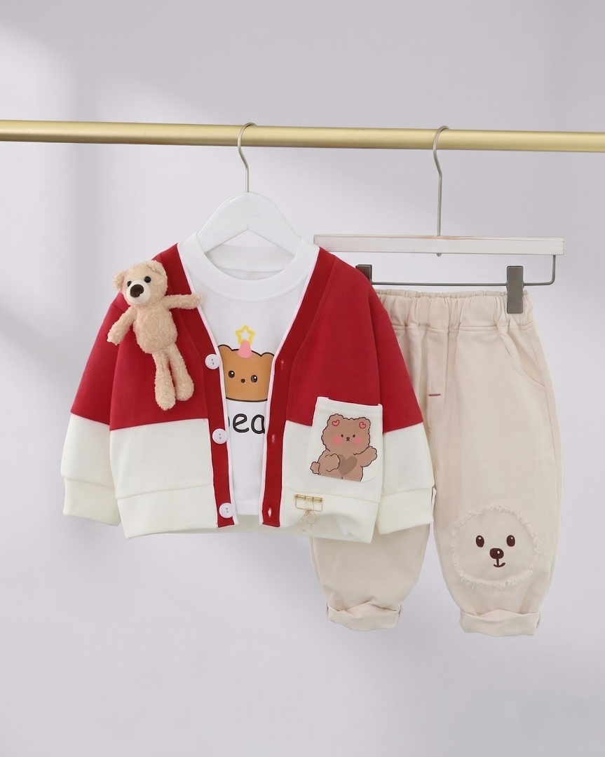 Conjunto Bebé 3 Piezas Osito ,Ropa Bebé Niño y Niña