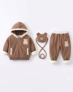 Conjunto bebé niño invierno 3 piezas: chaqueta, pantalón y bolso de oso , perfecto para los niños en España