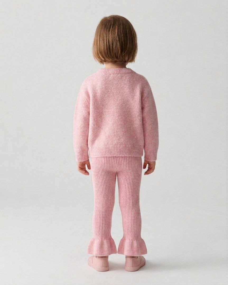Conjunto niña invierno punto 2 piezas suéter y pantalón con volantes en España