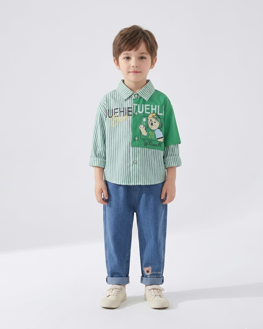 Conjunto niño verano camisa manga corta y pantalón vaquero infantil en España