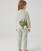 Pijama bebé invierno dinosaurio con cuello doblable y cierre de botones completo – pijama infantil cálido en España