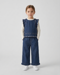 Conjunto niña 3 piezas ropa niña: blusa, chaleco vaquero de mezclilla y pantalón cómodo,Ideal para clima otoñal  en España