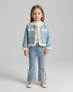 Conjunto niña 2 piezas chaqueta tweed y pantalón vaquero con perlas  en España