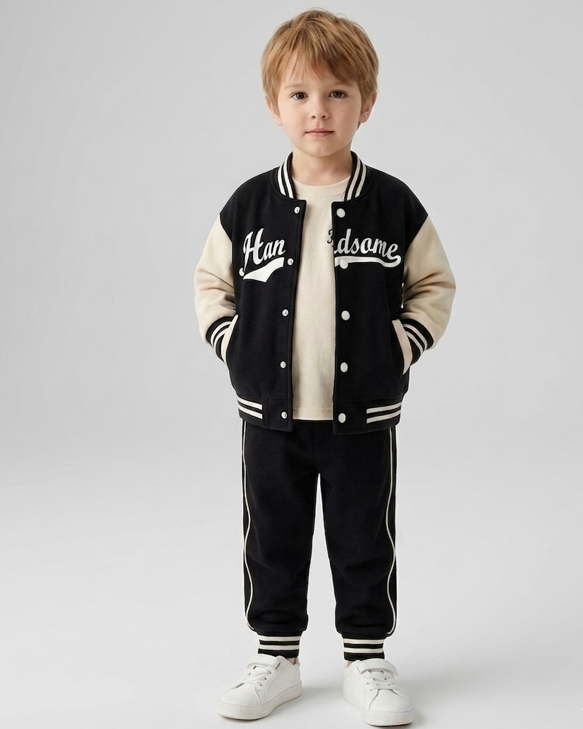 Conjunto deportivo infantil 3 piezas bebé y niño con chaqueta varsity y pantalón cómodo ropa niño en España