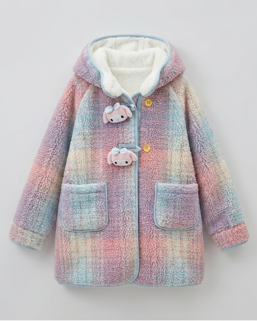 Abrigo niña invierno peluche suave cuello alto con bolsillos y bolso a juego en España