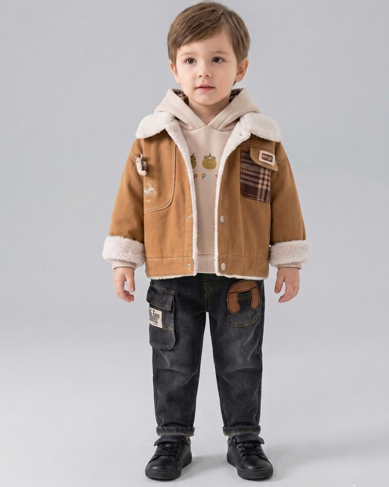 Conjunto bebé 3 piezas invierno chaqueta sudadera pantalón vaquero en España