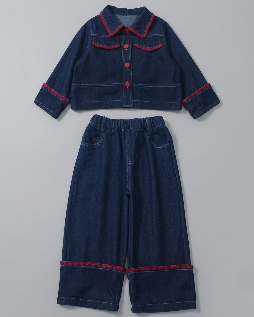 Conjunto Niña Denim Lazo 2 Piezas Moda Infantil