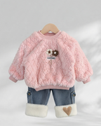 Conjunto Niña Felpa Invierno 2 Piezas Vaquero Acolchado