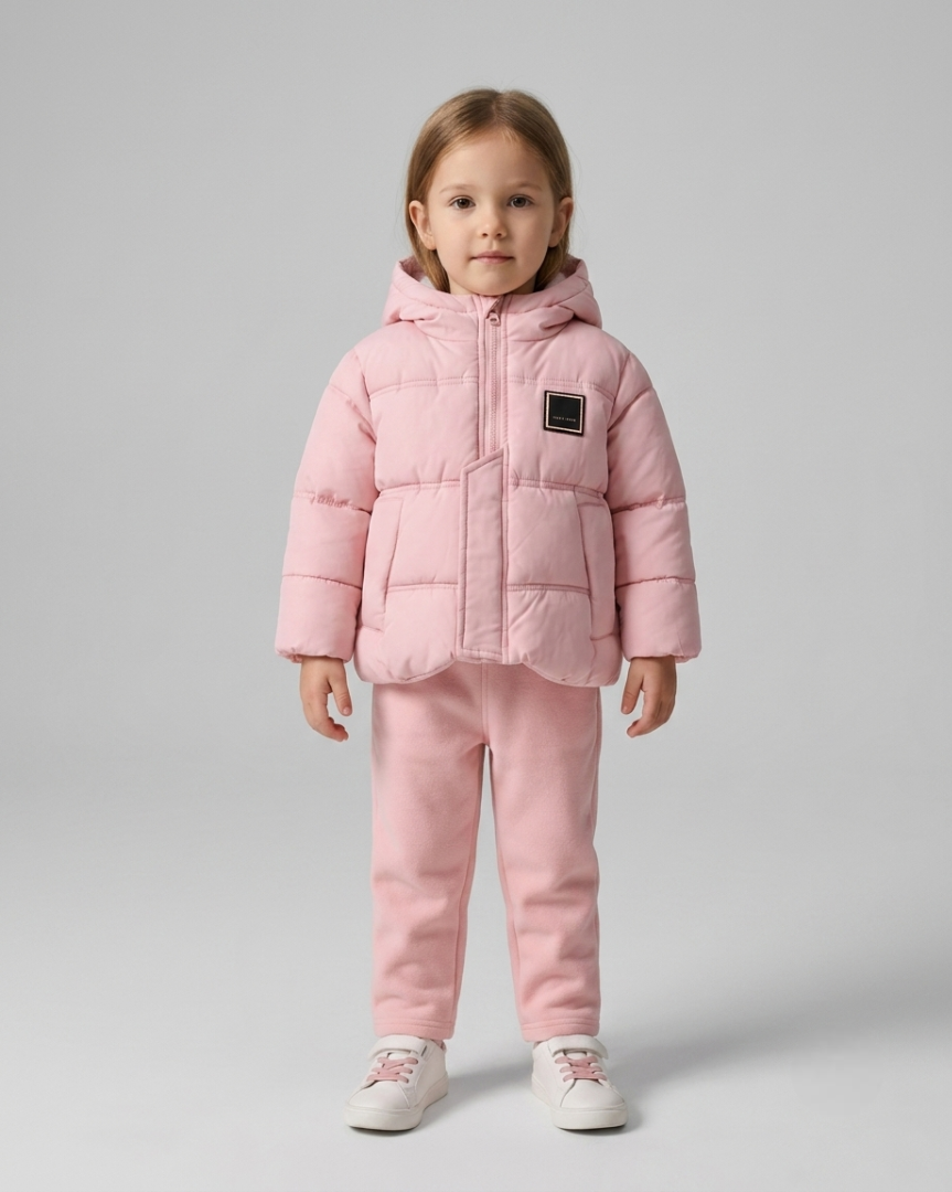 Conjunto niña invierno 2 piezas chaqueta acolchada y pantalón de algodón rosa en España