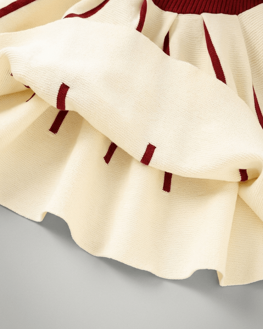 Vestido niña invierno cálido con lazos de satén y cuello altol as tallas disponibles.Ideal para primavera  en España