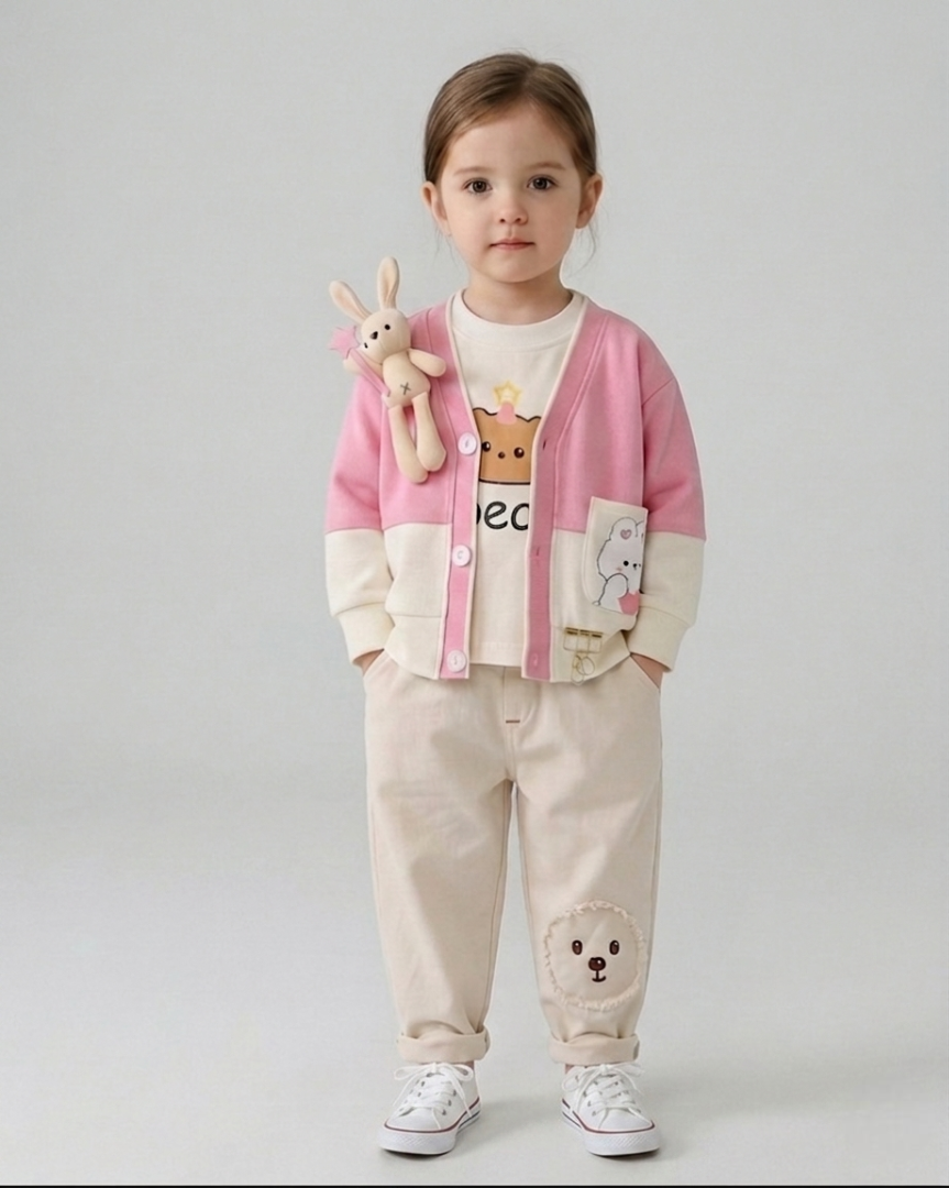 Conjunto bebé 3 piezas ropa infantil con diseño elegante de osito para niño y niña en España