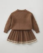Vestido niña invierno tejido conjunto 2 piezas (top y falda plisada) niña de dos piezas Ideal para primavera y para clima otoñal en España