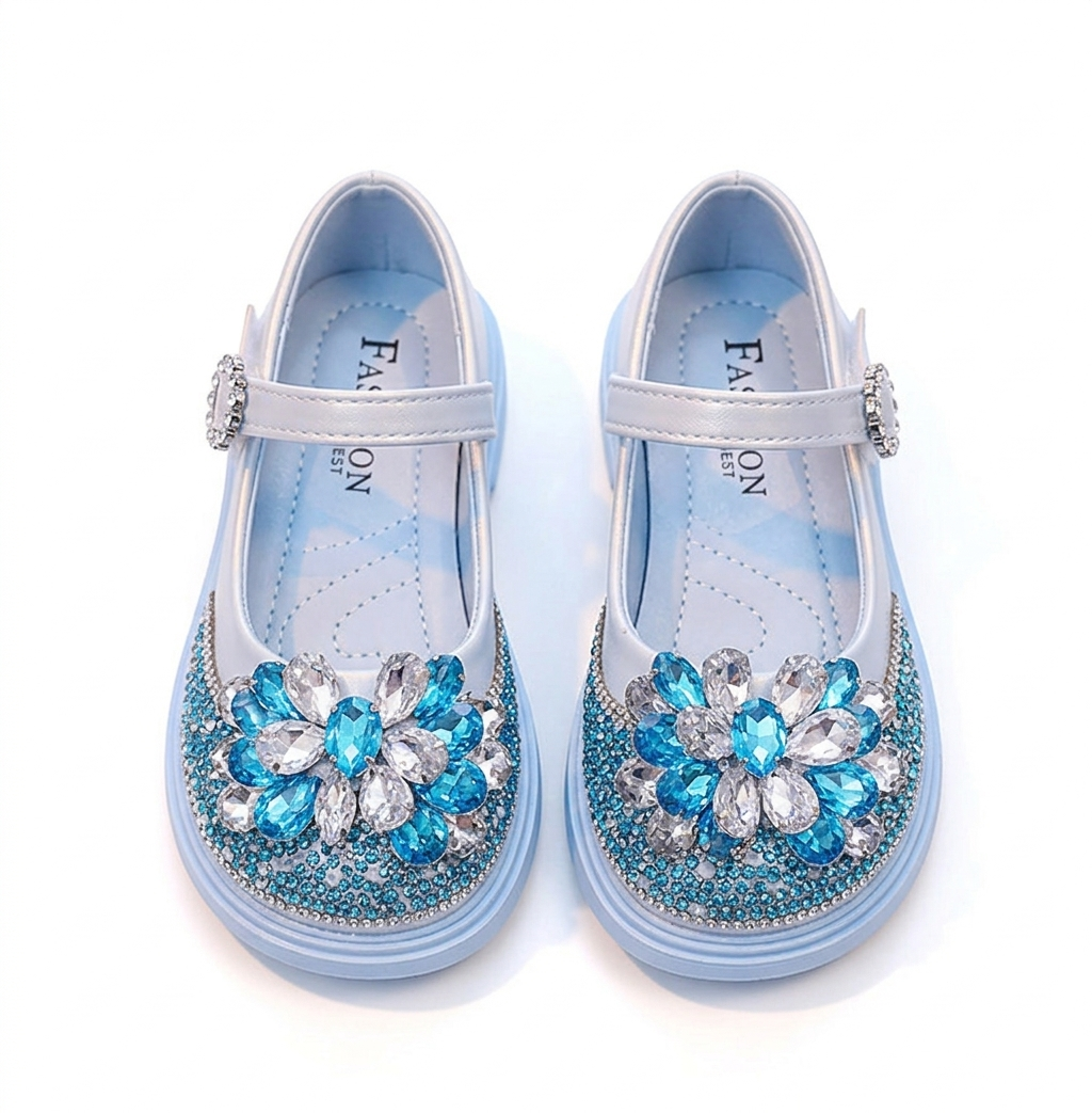 Zapato elegante para niña con diseño de flor de cristal brillante en España
