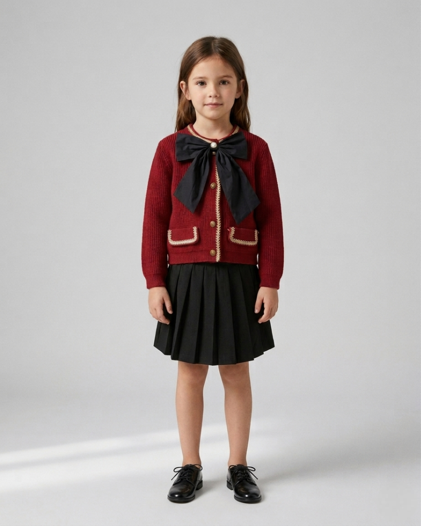 Conjunto niña 2 piezas con lazo grande elegante otoño invierno  es perfecto para ocasiones especiales, en España