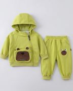 Conjunto infantil de chándal bebé 2 piezas: chaqueta con capucha y pantalón con estampado de osito para otoño invierno en España
