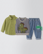 Conjunto niño 3 piezas ropa infantil con dinosaurio 3D (chaqueta, camiseta y pantalón) en España