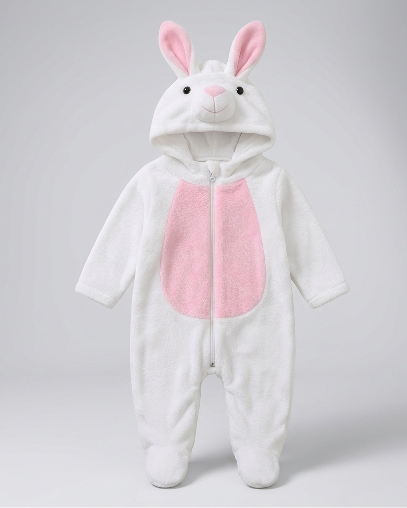 Mono de invierno bebé niño con capucha de animal – pijama infantil de felpa suave en España