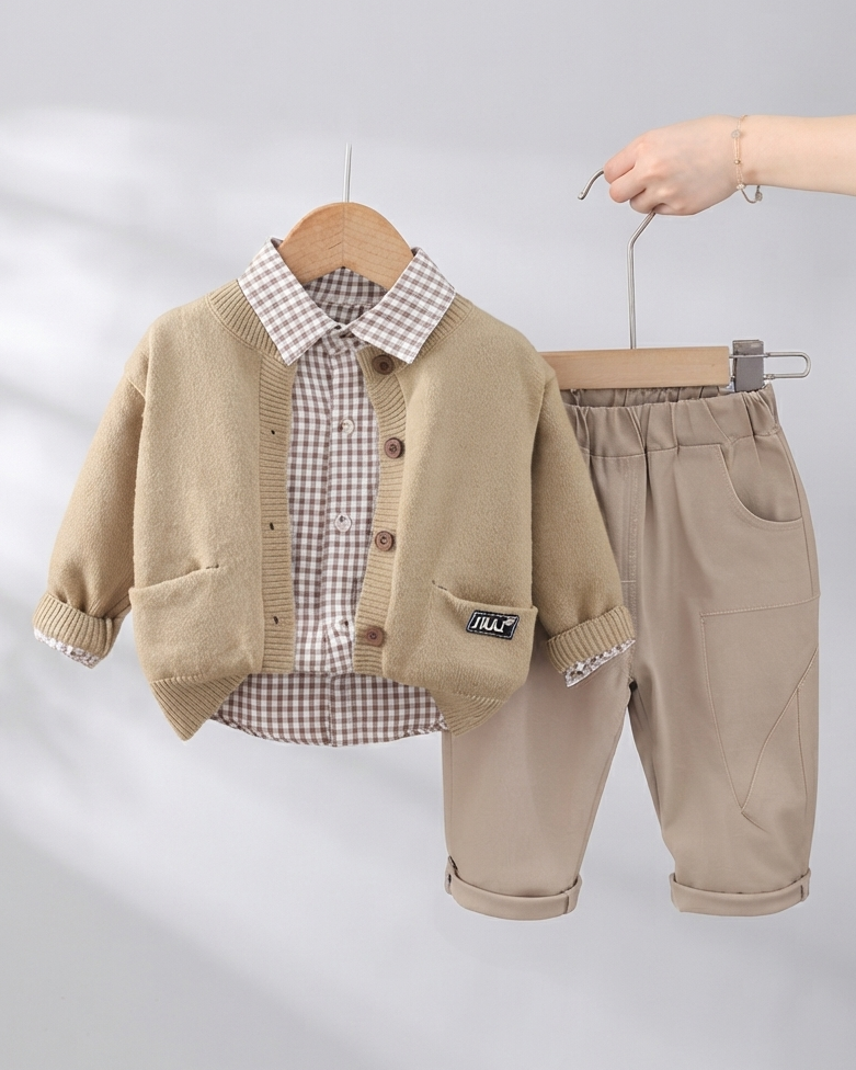 Conjunto para Niño de Punto y Cuadros Estilo Casual Premium