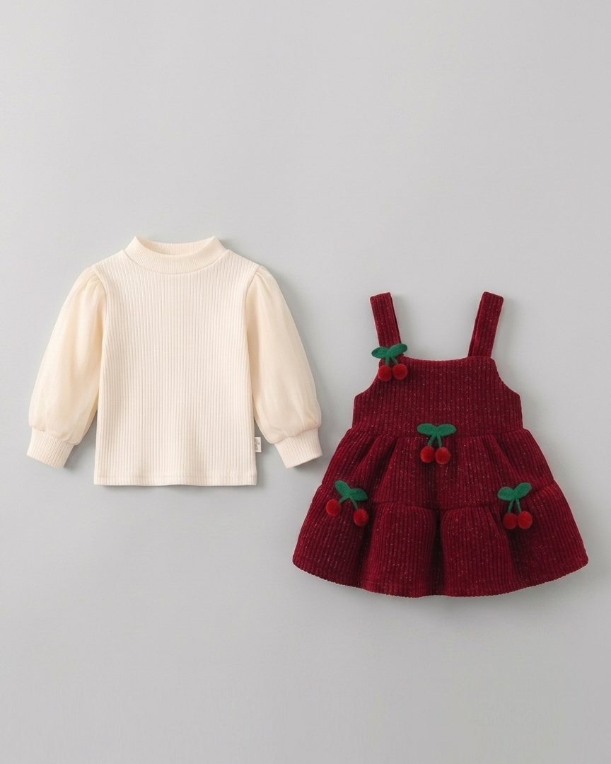 Conjunto niña invierno 2 piezas suéter con corazones en relieve y pantalón acanalado ropa niña en España