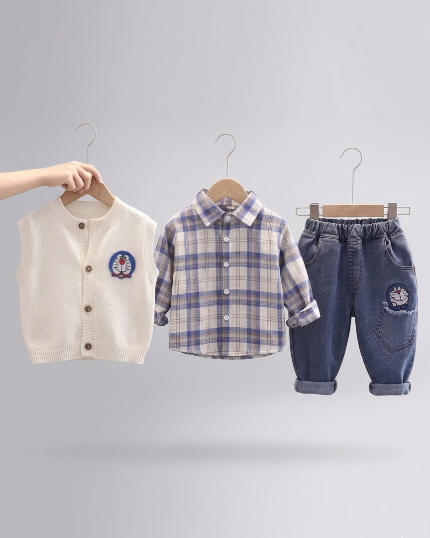 Conjunto bebé 3 piezas ropa bebé invierno: cárdigan de lana, camiseta manga larga y pantalón vaquero para niño  en España