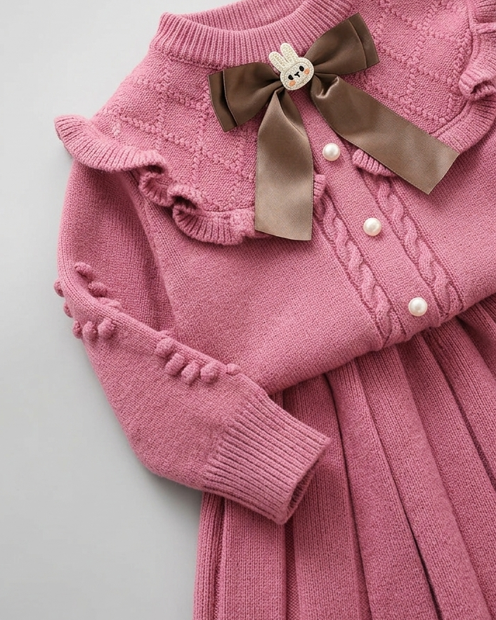 Vestido niña invierno tejido conjunto 2 piezas (top y falda plisada) niña de dos piezas Ideal para primavera y para clima otoñal en España