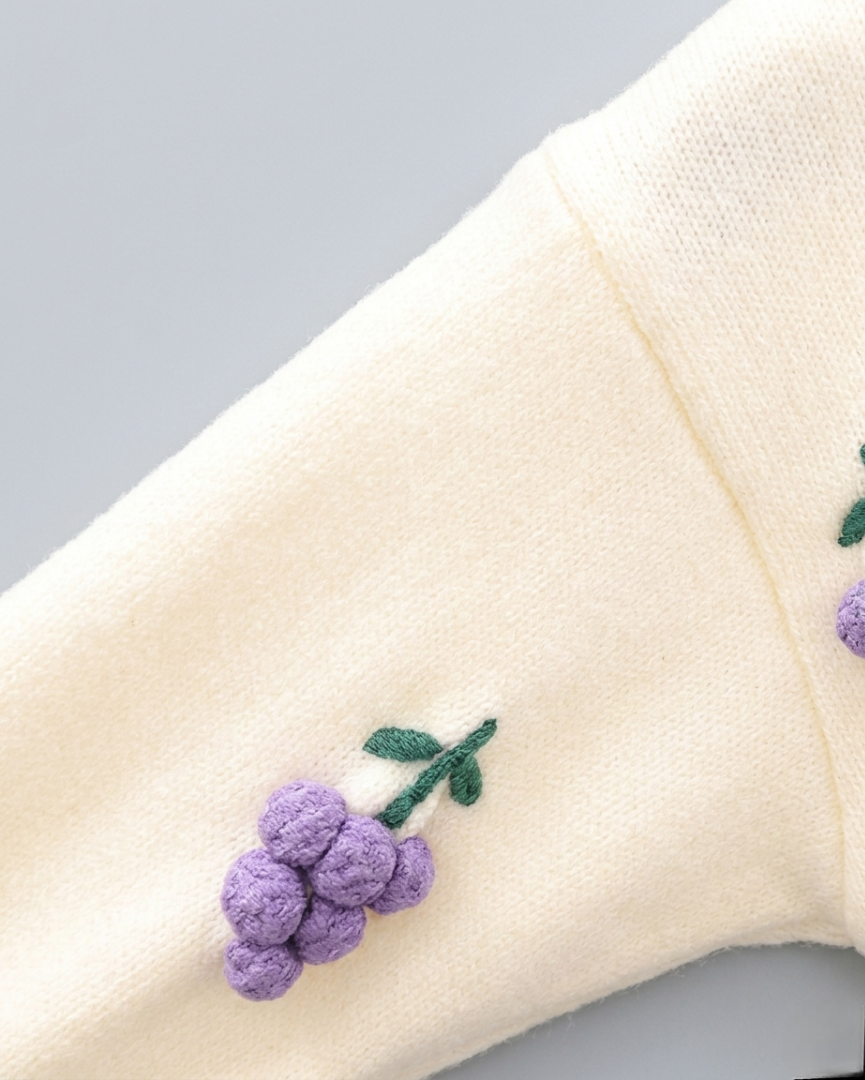 Conjunto niña invierno felpa con bordado de frutas 3D chaqueta y falda en España