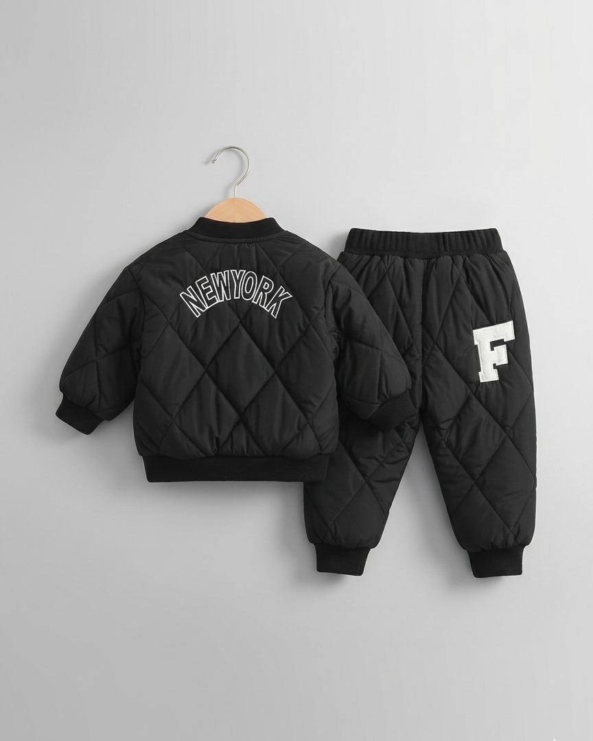 Conjunto bebé niño invierno acolchado de algodón 2 piezas con letra F (chaqueta y pantalón) en España
