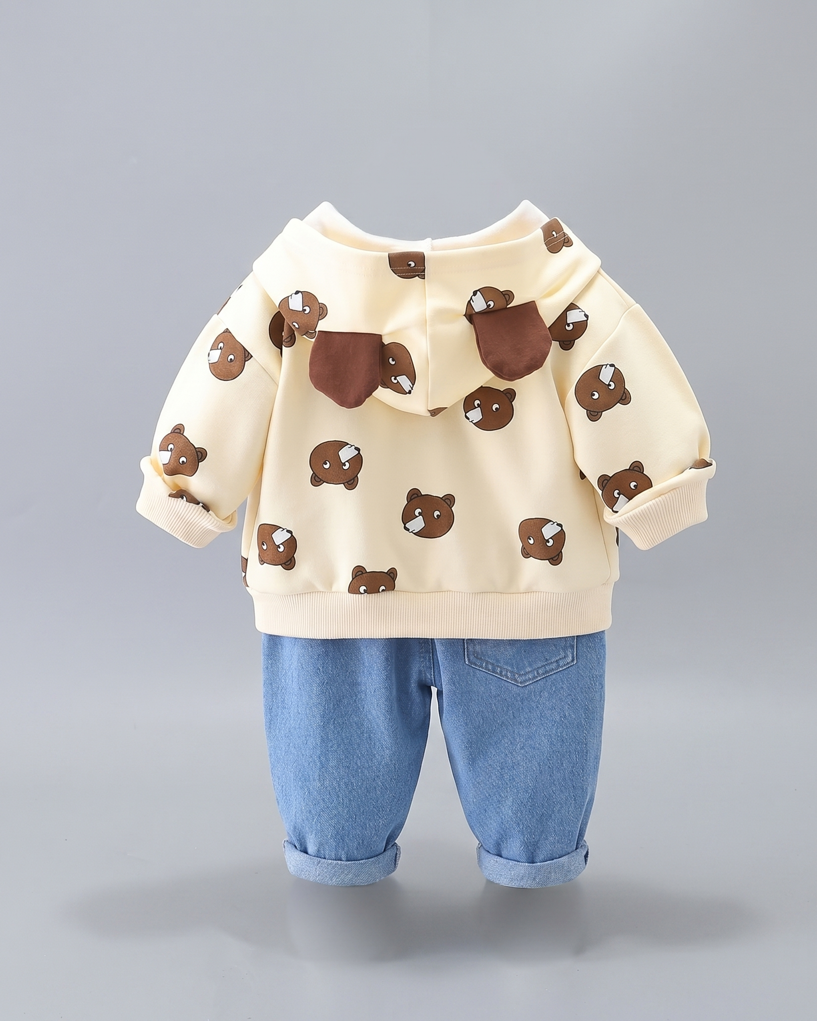 Conjunto bebé niño y niña 3 piezas: chaqueta con capucha, camiseta y pantalón vaquero con ositos en España