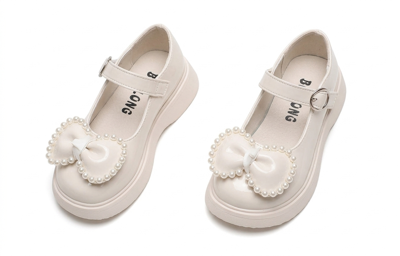 Zapato para niña con diseño de moño adornado con perlas en España