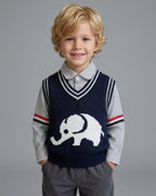 Conjunto Niño Elegante 3 Piezas Chaleco y Pantalón Elefante