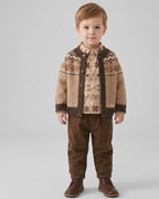 Conjunto niño 3 piezas invierno (suéter lana, camisa cuadros y pantalón elástico)Ideal para clima otoñal  en España