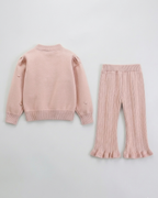 Conjunto niña invierno 2 piezas ropa niña: blusa tejida con flores y pantalón tejido acanalado en España